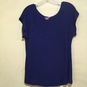 Lauren Lee Blue Crepe textured short sleeve top